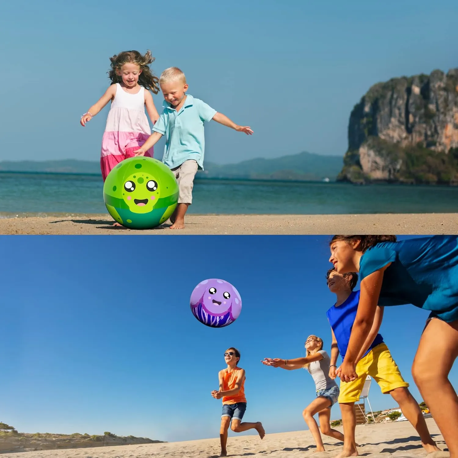 Aquamazing Giant Heavy Duty 16" Beach Ball for Kids, Adults, & Toddlers, XL 4x Thicker PVC Durable Pool Float-Water Toy for Volleyball, Game Play, Summer Camp Activity, Swimming Party Favor