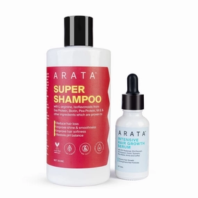 Ar.ata Grow Strong Combo | Intensive Hair Growth Serum & Super Shampoo | Boost Hair Growth | Reduce Hair Loss | Smooth & Shiny Hair | 3% Redensyl, Biotin, Protein, Vitamins | 300ml   30ml