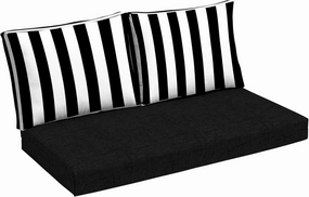 Arden Outdoor Loveseat Cushion Set, 48 x 24, Water Repellent, Fade Resistant, Cushion Set for Couch, Bench, and Swing 48 x 24, Black Cabana Stripe