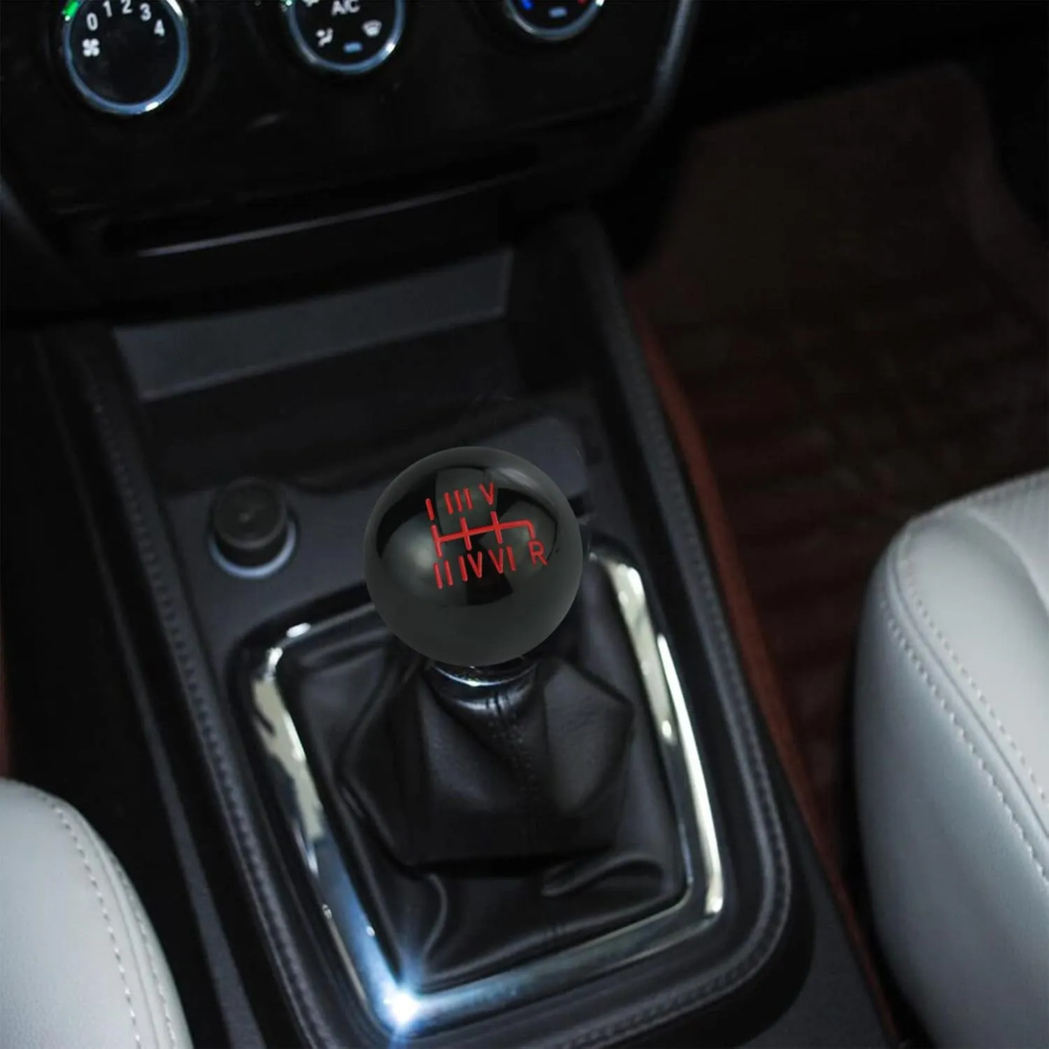 Arenbel 6 Speed Shift Ball Shifter Lever Stick Roman Numeral Car Gear Head Handle Replacement Fit Most Auto Manual Transmissions, Black