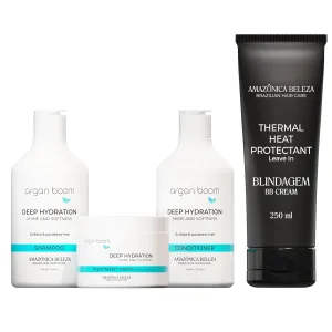 Argan Oil Hair Shampoo, Conditioner and Mask & Blandagem for Intense Moisturizing, Hydrate & Repair Kit for Dry Hair, Kit Hidratante con Oleo de Argan y Vitamina E