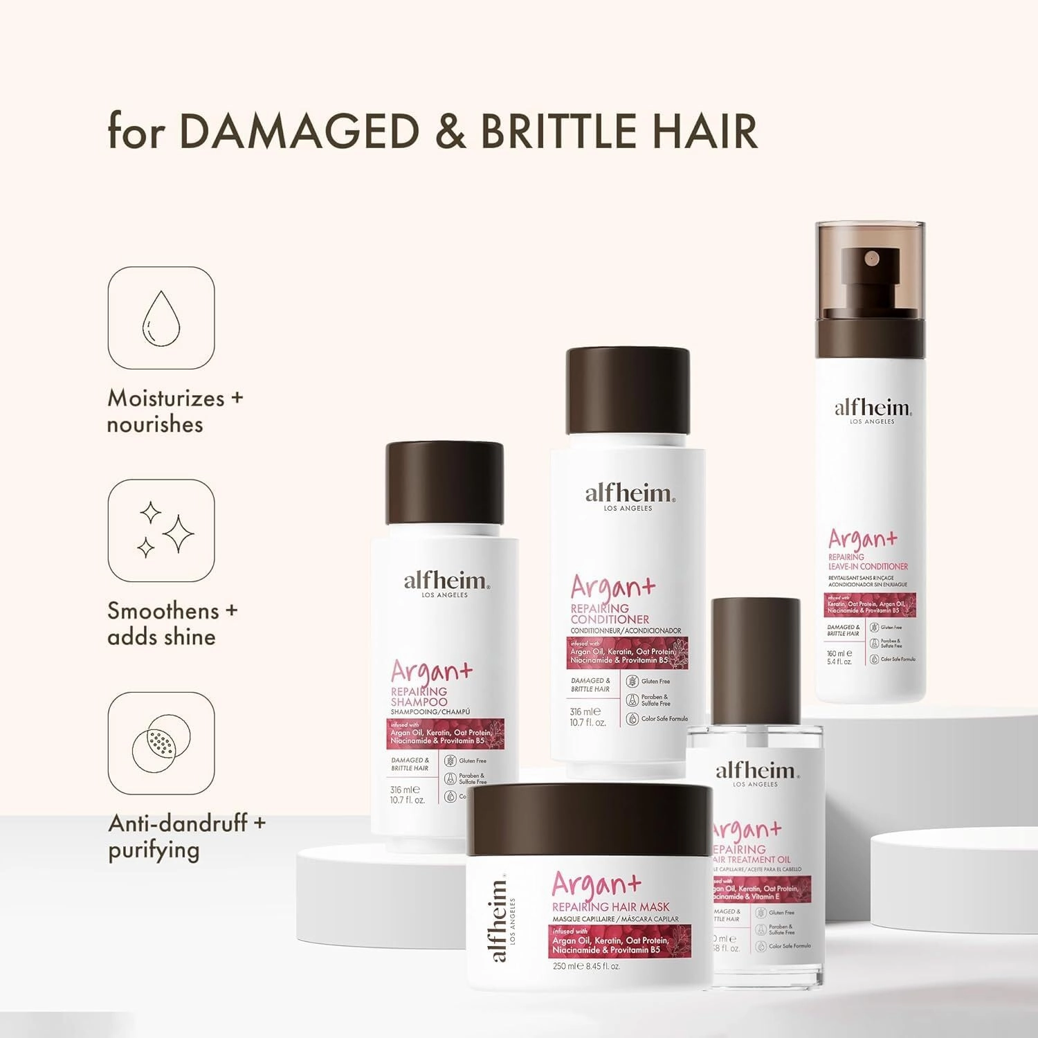 Argan Hair Care Set | Argan Oil Shampoo, Conditioner, Hair Mask, Leave-In & Hair Oil | Frizz Control & Repair | Moisturizing & Strengthening | Sulfate-Free, Color-Safe | Holiday Gift for you