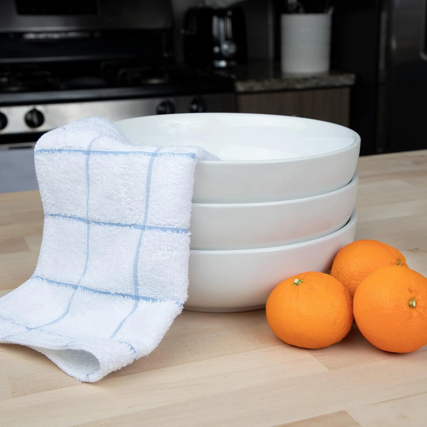 Arkwright Dish Towels for Kitchen - (Pack of 12) Soft, 100% Cotton Terry Dishcloths, Highly Absorbent & Quick Dry, Washcloths for Washing, Drying, and Cleaning Dishes, 12 x 12 in, Blue