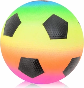 ArtCreativity Rainbow Playground Ball for Kids with Hand Pump, Bouncy 9 Inch Kick Ball for Backyard, Park, and Beach Outdoor Fun, Durable Outside Play Toys for Boys & Girls (Rainbow Soccer)