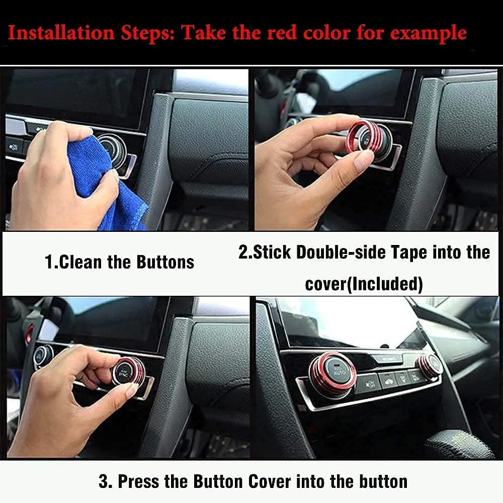 Auprite Climate Control Knob Covers for Challenger Accessories 2015-2023 2024, for Dodge Charger 2015-2023 2024, for Dodge Chrysler 300/300s 2015-2024,3Pcs Kit (Red)