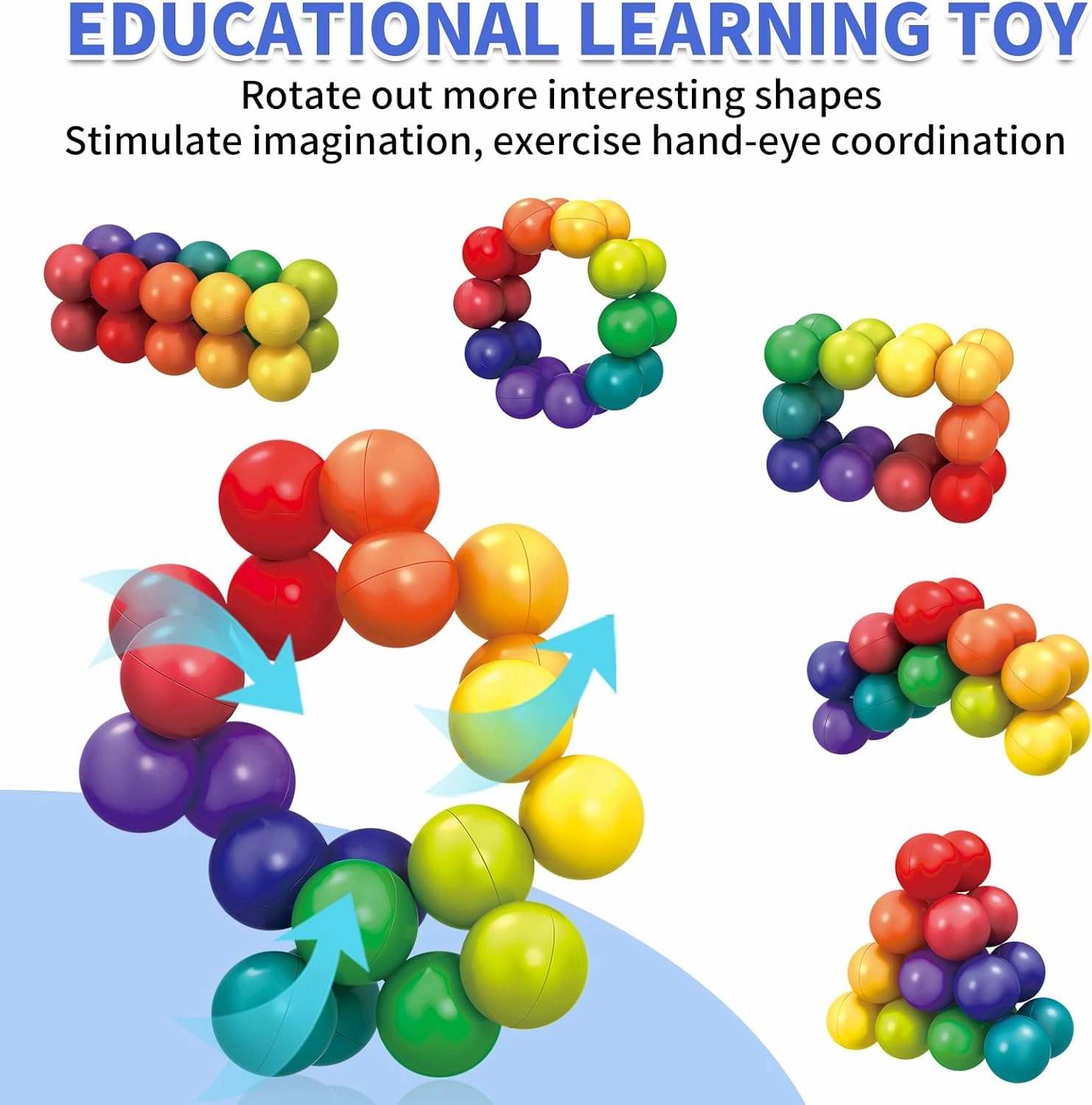 Autism Sensory Toys for Autistic Children, 6 Pack Fidget Toys for Kids Adults, Autistic ADHD Rainbow Ball Stress Toy, Stocking Stuffers Airplane Car Travel Essentials Calm Down Toddler Activities Toy