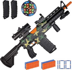 Automatic Sniper Rifle Toy Gun with Scope for Soft Guns Darts with 2 Magazines, Foam Blaster with 100 EVA Soft Bullets, Realistic Electric Machine Gun Toy for Boy 8-12 Age, Birthday Gift for Kid Adult