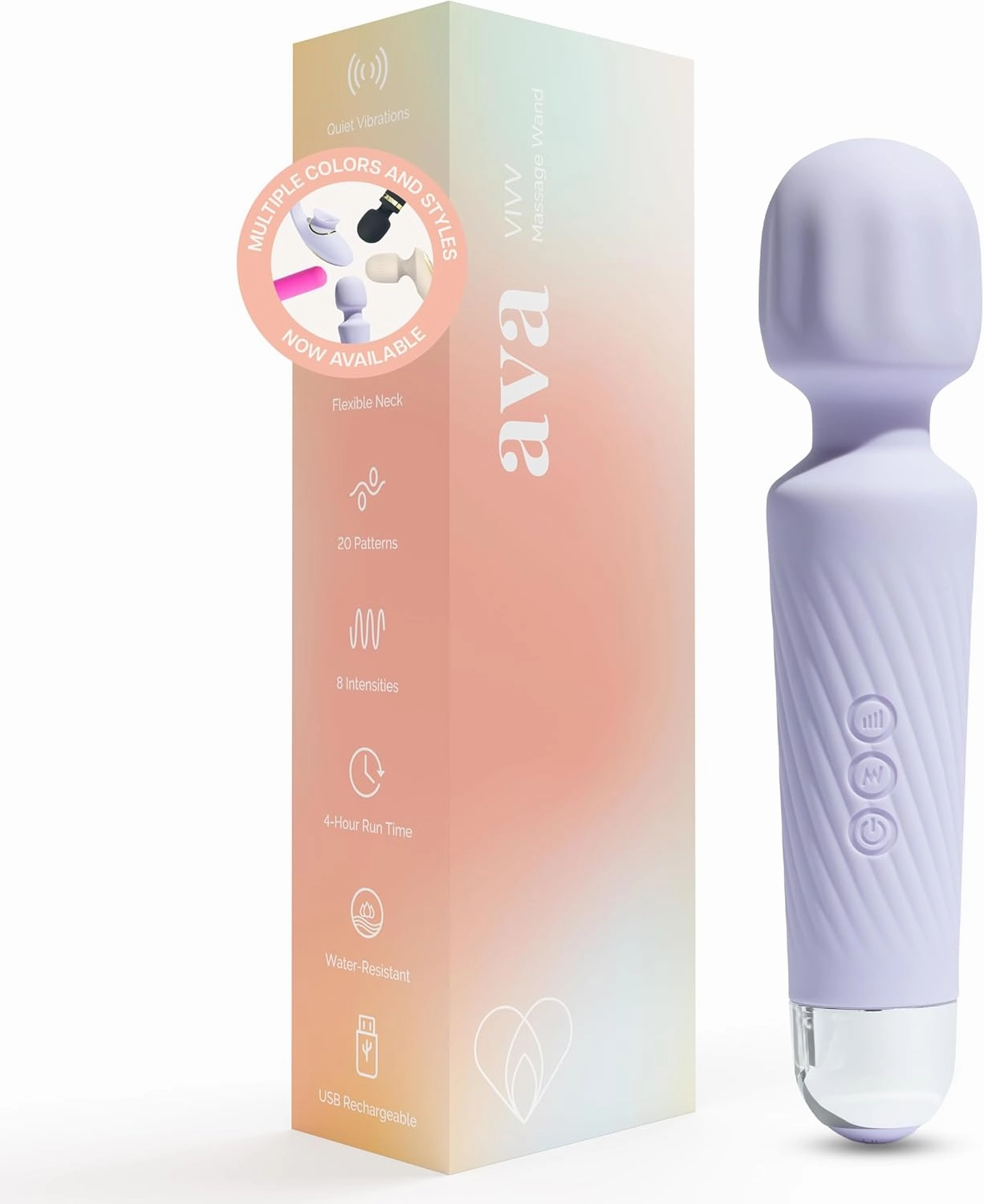 Ava Vibrator Sex Toy - Clit Stimulator Dildo | Vibrators for Women | Adult Toys | Personal Massager Gift for Her | 20 Pleasure Patterns & 8 Speeds | Adult Toy – Standard – Purple