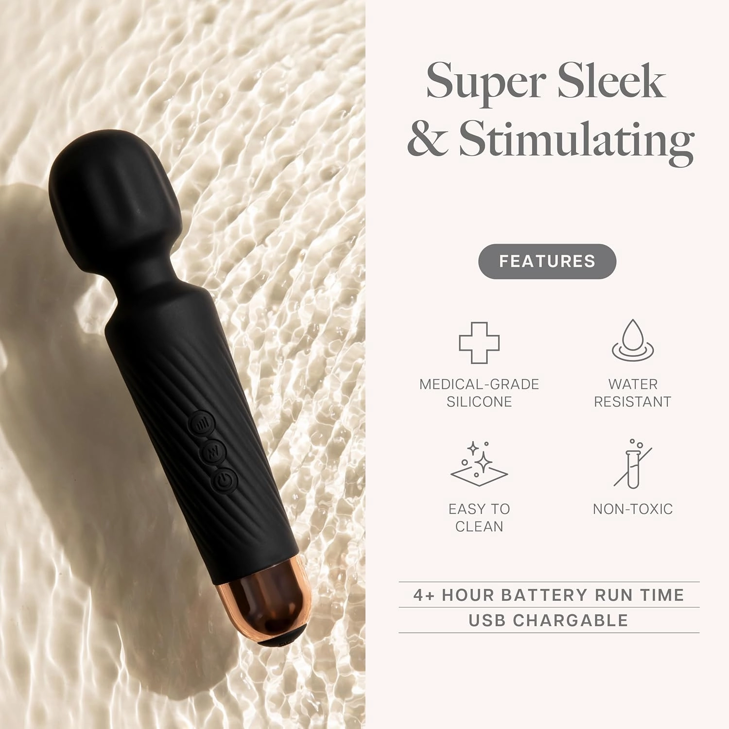 Ava Vibrator Wand Sex Toys [ Clit Stimulator ] Vibrators for Woman Adult Toy | Gifts for Women | 20 Patterns & 8 Speeds of Pleasure | Quiet & Small -Standard - Black