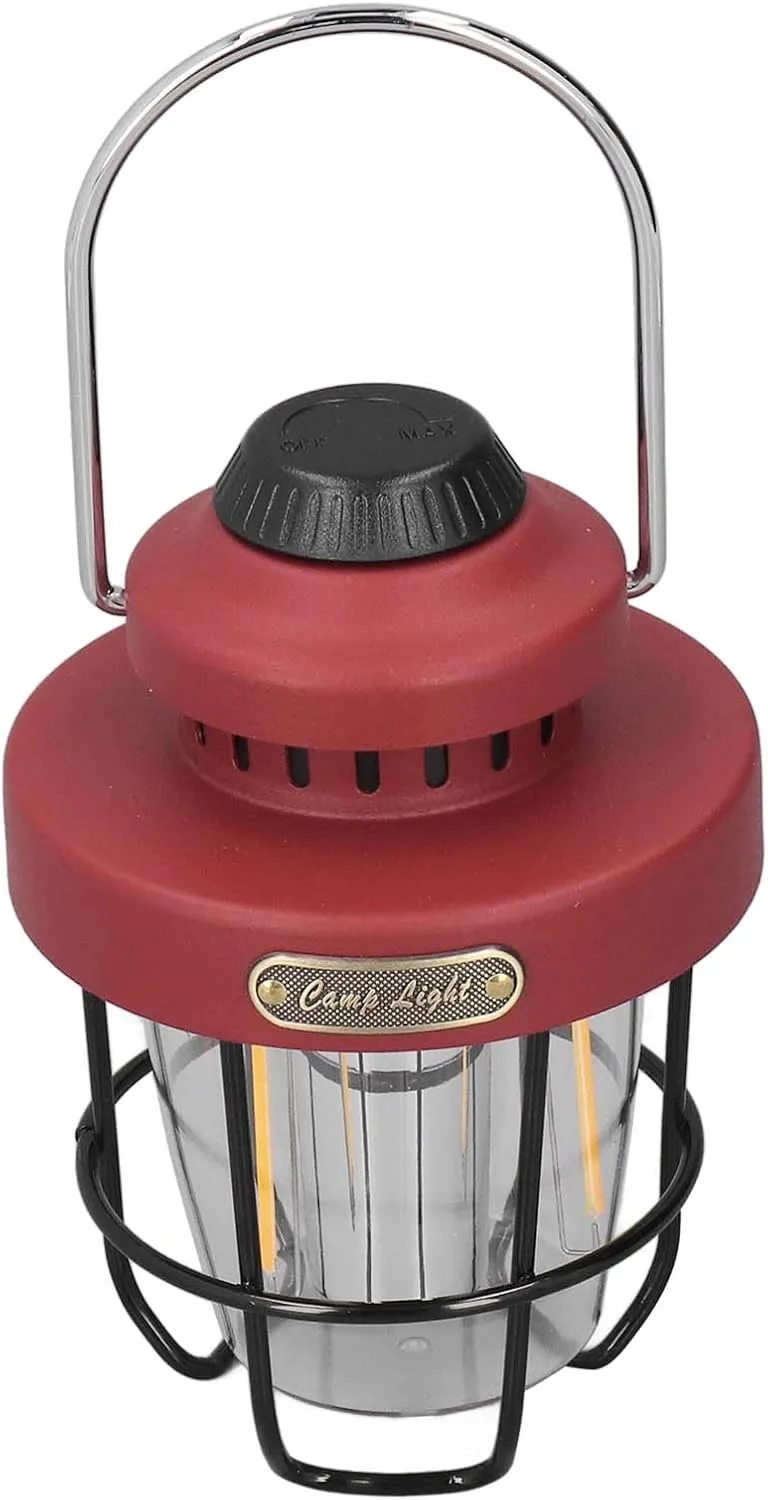 AYNEFY Portable Camping Lamps, Retro Camping Lantern 3 Modes LED Light USB Charging Waterproof for Emergencies (Red), AYNEFYi50sad1kx6-11