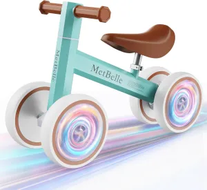 Baby Balance Bike for 1 Year Old Boys Girls, Colorful Lighting 10-24 Months Push Toddler Toys Bicycle, 4 Wheels Baby First Bike for Kid's 1-2, Pre-School Children Ride on Walker First Birthday Gifts