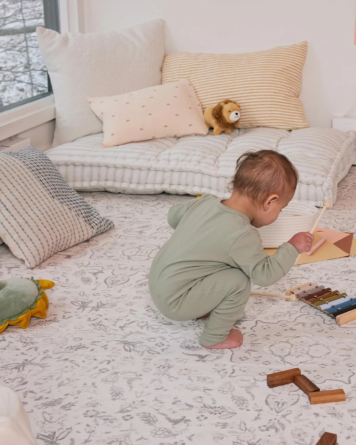 Baby Play Mat – 4x6 Latte Emile – Set of 6 Tiles – Cushioned EVA Foam Play Mat for Floor, Soft Interlocking Baby Crawling Mats for Hard Floors