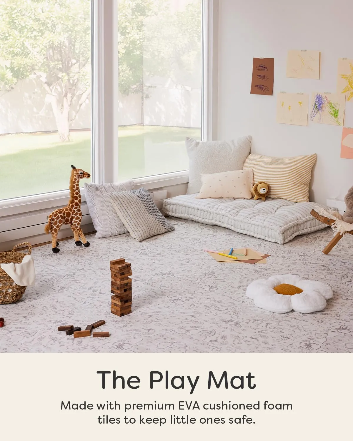 Baby Play Mat – 4x6 Latte Emile – Set of 6 Tiles – Cushioned EVA Foam Play Mat for Floor, Soft Interlocking Baby Crawling Mats for Hard Floors