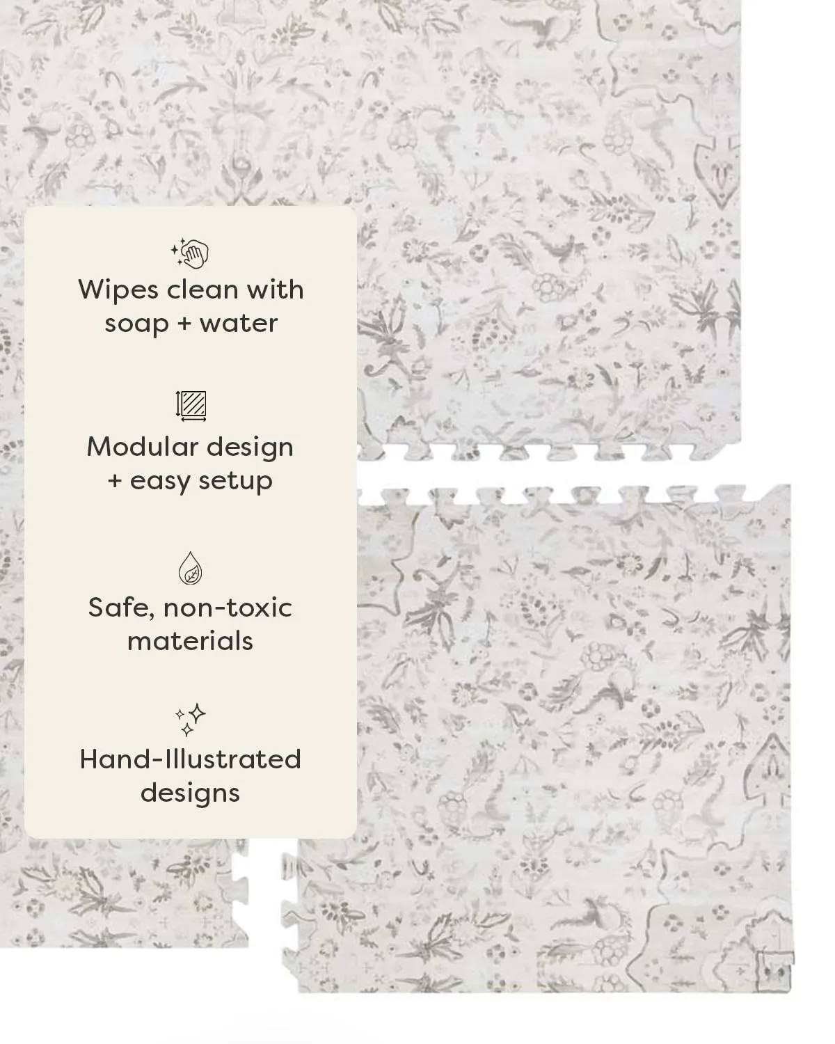 Baby Play Mat – 4x6 Latte Emile – Set of 6 Tiles – Cushioned EVA Foam Play Mat for Floor, Soft Interlocking Baby Crawling Mats for Hard Floors