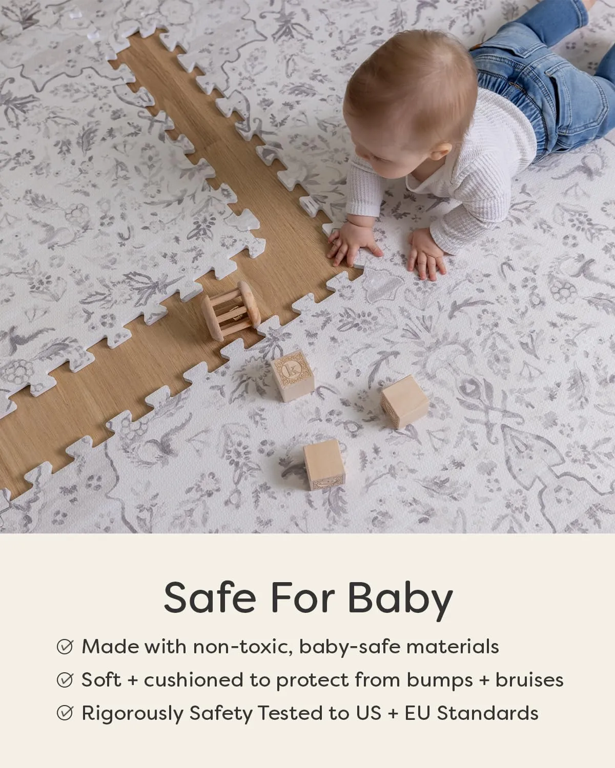 Baby Play Mat – 4x8 Toast Aspen – Set of 8 Tiles – Cushioned EVA Foam Play Mat for Floor, Soft Interlocking Baby Crawling Mats for Hard Floors