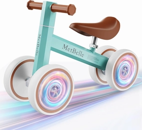 Baby Balance Bike for 1 Year Old Boys Girls Colorful Lighting 10-24 Months Push Toddler Toys Bicycle,4 Wheels First Bike for Kid's 1-2, Pre-School Children Ride on Walker First Birthday Gifts