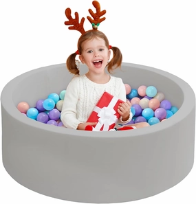 Baby Ball Pit for Toddlers, 35.4"x 11.8" Foam Ball Pit for Kids, Soft Round Ball Pool for Baby, Indoor and Outdoor Playpen, Ideal Gift for Children, Grey, (Balls not Included)