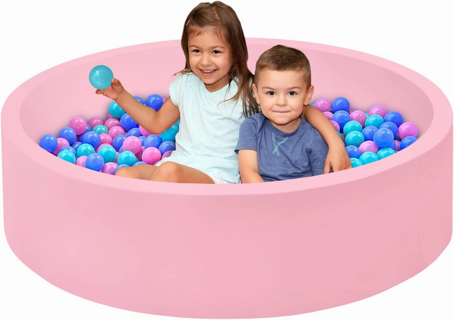 Baby Ball Pit for Toddlers, 47.2" x 13.8" Foam Ball Pit for Kids, Soft Round Ball Pool for Baby, Indoor and Outdoor Playpen, Ideal Gift for Children, Pink, (Balls not Included)