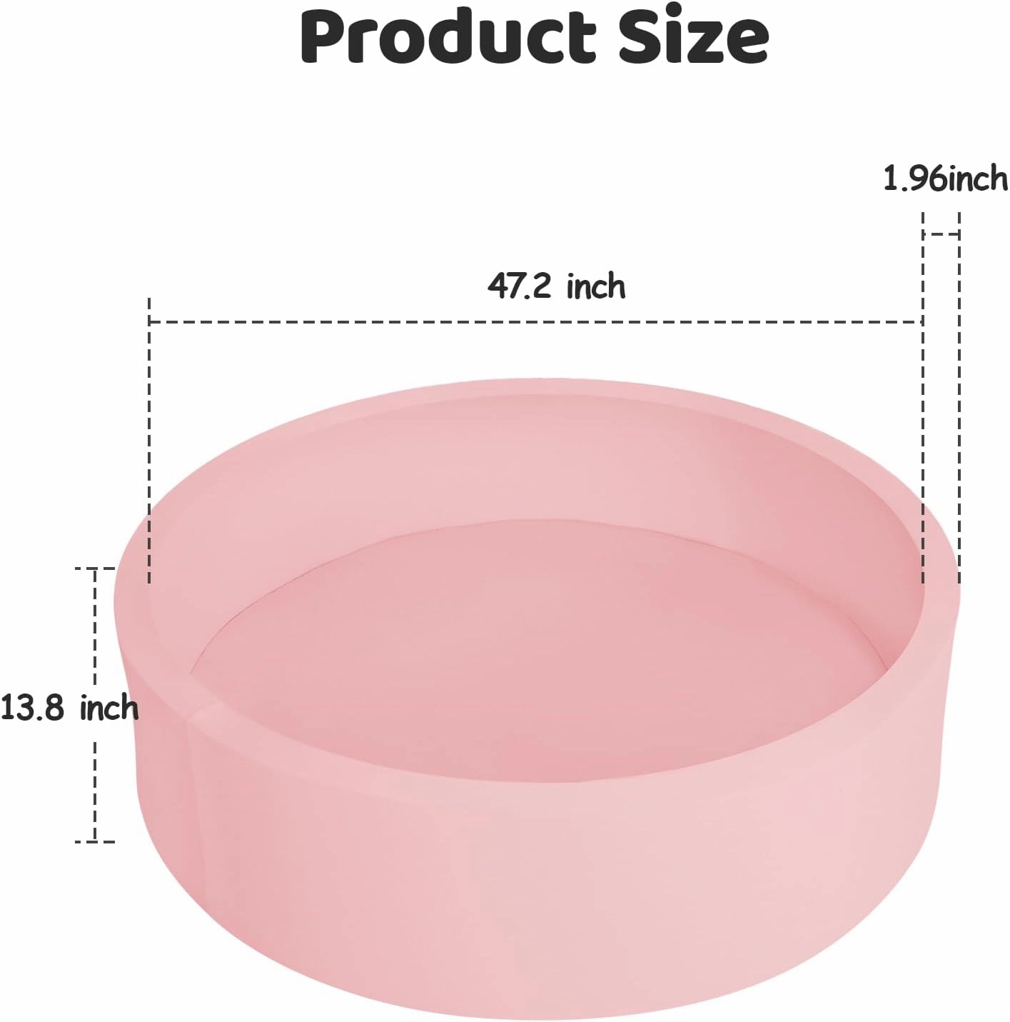 Baby Ball Pit for Toddlers, 47.2" x 13.8" Foam Ball Pit for Kids, Soft Round Ball Pool for Baby, Indoor and Outdoor Playpen, Ideal Gift for Children, Pink, (Balls not Included)