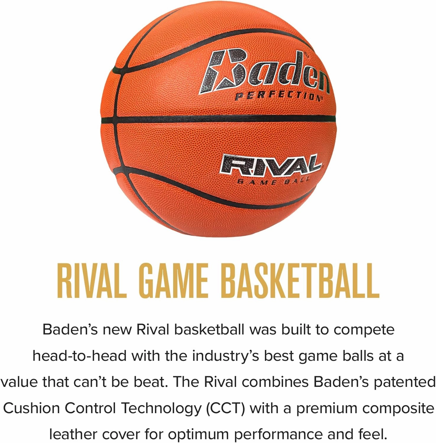 Baden Rival Basketball High-Performance Indoor Ball Durable Composite Cover Official Size 6 & 7
