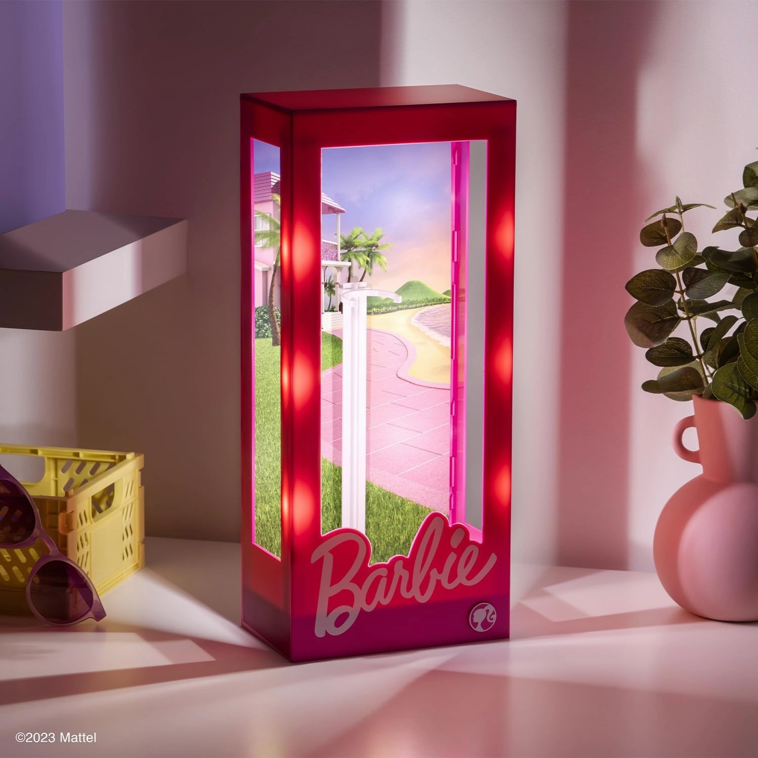 Barbie Doll Light Up Display Case Storage Box, 13" Tall, Collectible Doll Holder and Container