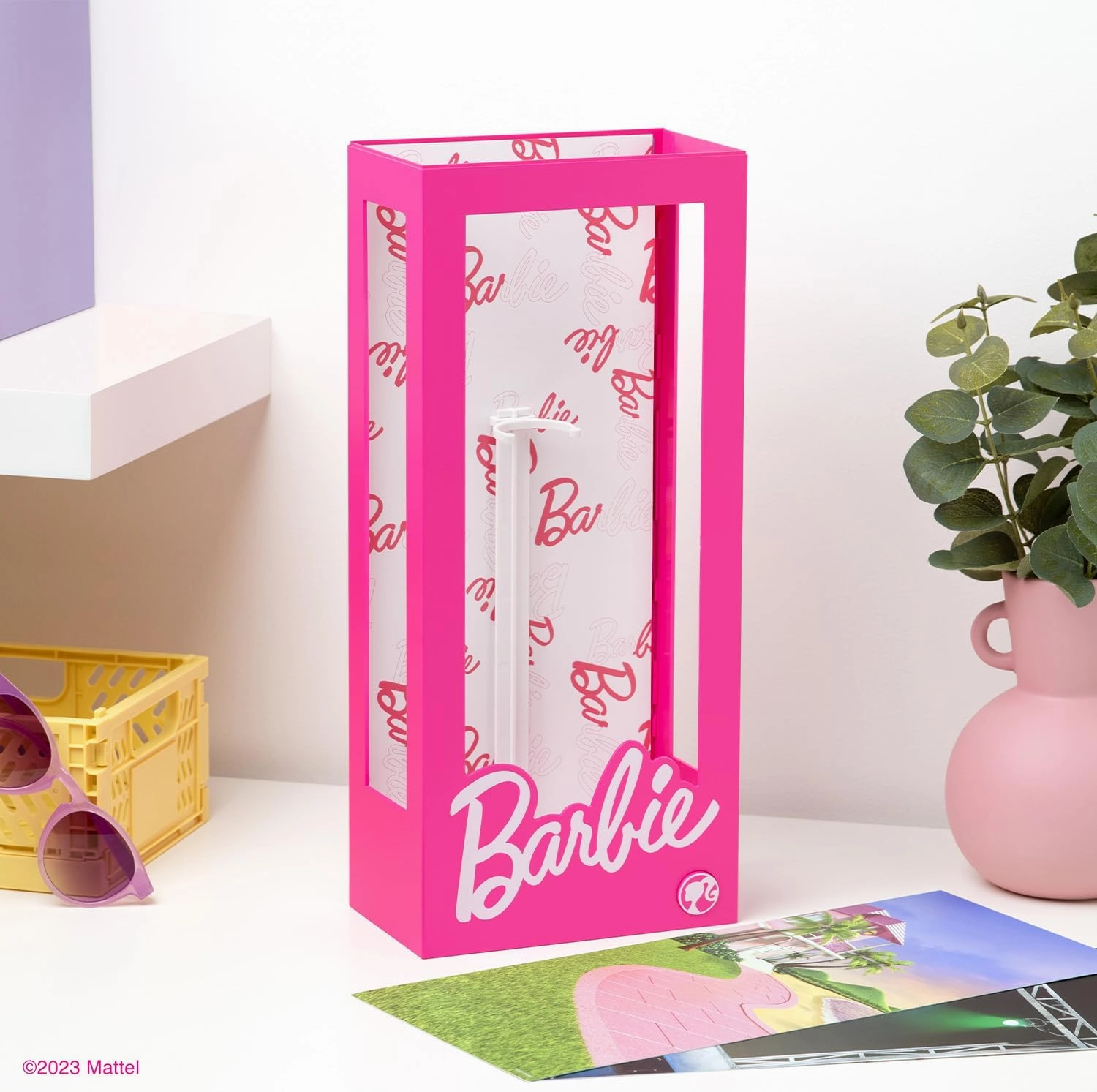 Barbie Doll Light Up Display Case Storage Box, 13" Tall, Collectible Doll Holder and Container
