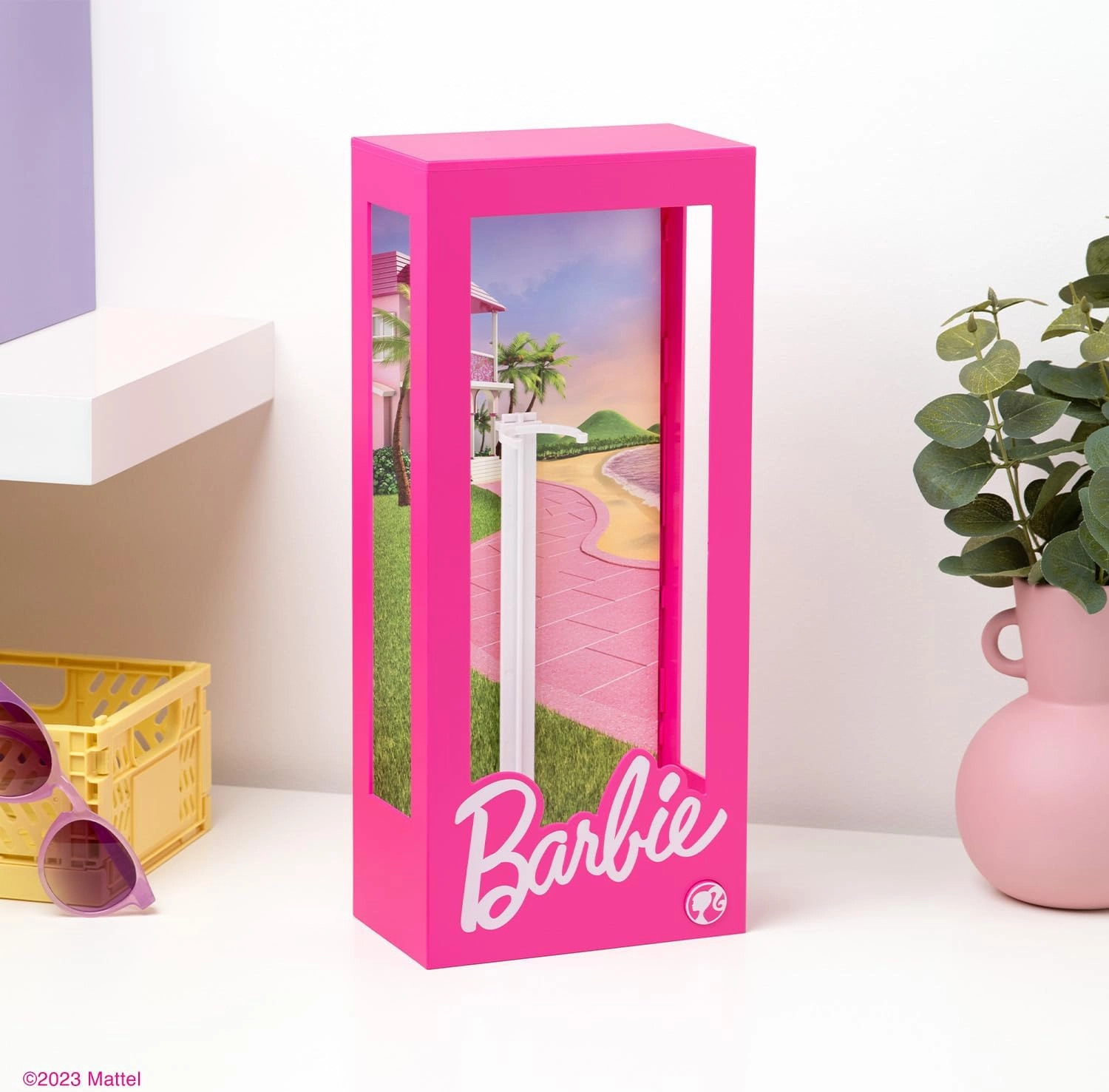 Barbie Doll Light Up Display Case Storage Box, 13" Tall, Collectible Doll Holder and Container
