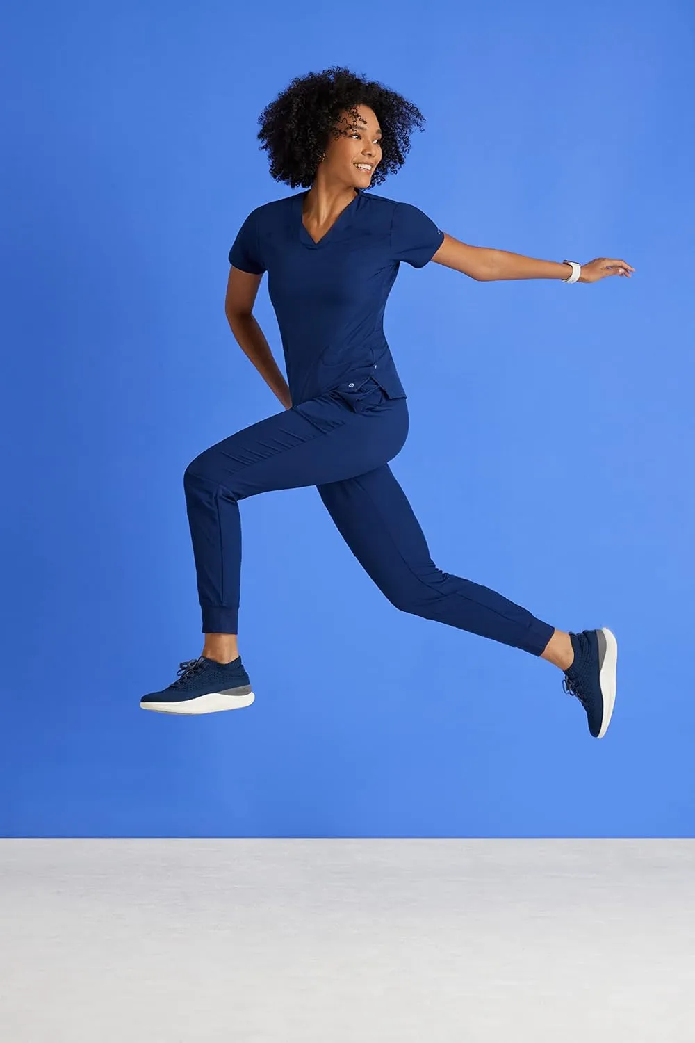 BARCO One Boost Scrub Set for Women - Sporty V-Neck Top, Eco-Friendly Fabric, 4-Way Stretch Women's Jogger Scrub Set