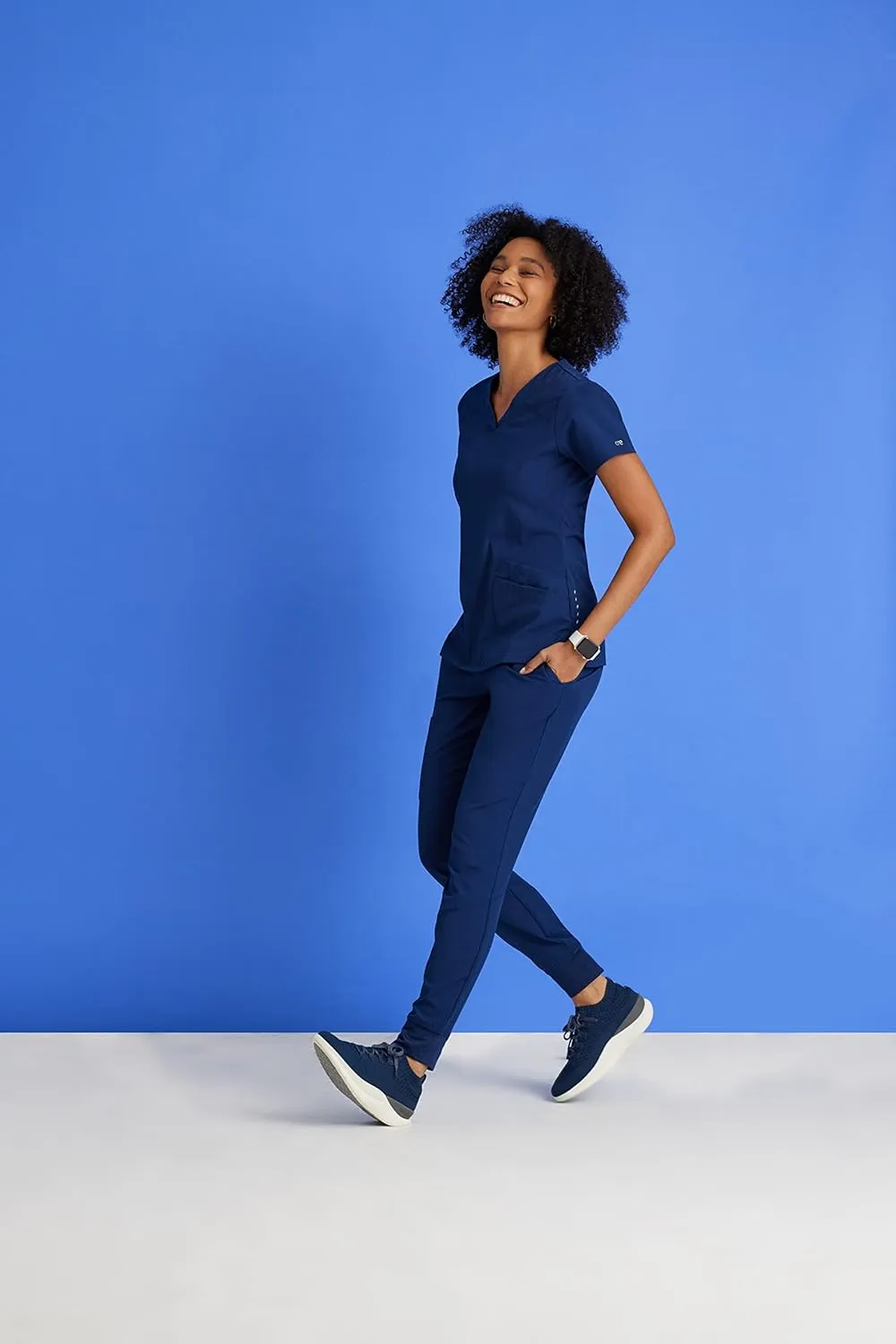 BARCO One Boost Scrub Set for Women - Sporty V-Neck Top, Eco-Friendly Fabric, 4-Way Stretch Women's Jogger Scrub Set