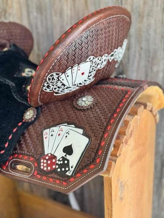 Barrel Racing Western Horse Saddle Wooden Tree Handmade Premium Leather Comfort Horse Trail Equestrian Tooled Carved Horse Riding Saddle Size: 10"-18 inches Seat Available, AF01