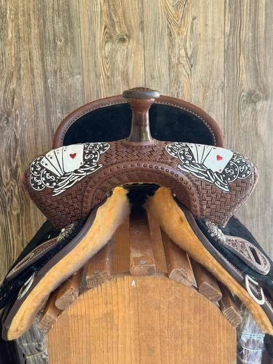 Barrel Racing Western Horse Saddle Wooden Tree Handmade Premium Leather Comfort Horse Trail Equestrian Tooled Carved Horse Riding Saddle Size: 10"-18 inches Seat Available, AF01