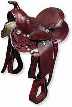 Barrel Racing Western Leather Horse Saddle Handmade Premium Horseback Comfort Riding Trail Equestrian Tooled Carved Horse Sdadles for Horse Riding Size: 10"-18" inches Seat, MOB16