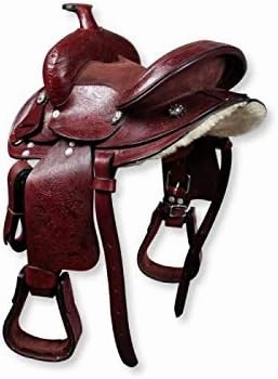 Barrel Racing Western Leather Horse Saddle Handmade Premium Horseback Comfort Riding Trail Equestrian Tooled Carved Horse Sdadles for Horse Riding Size: 10"-18" inches Seat, MOB16