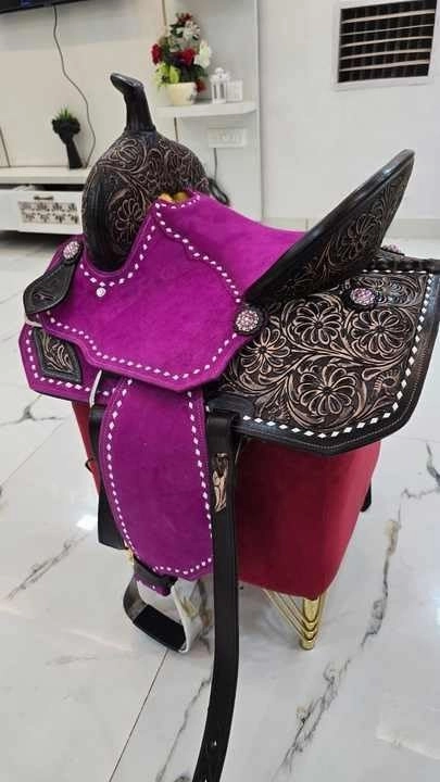 Barrel Racing Western Wooden Tree Horse Saddles Handmade Premium Leather Comfort Horses Trail Equestrian Tooled Carved Horse Saddle Riding Size: 10-18 inches Seat, KT03