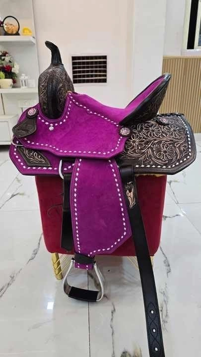 Barrel Racing Western Wooden Tree Horse Saddles Handmade Premium Leather Comfort Horses Trail Equestrian Tooled Carved Horse Saddle Riding Size: 10-18 inches Seat, KT03