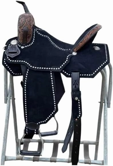 Barrel Racing Western Wooden Tree Horse Saddles Handmade Premium Leather Comfort Horses Trail Equestrian Tooled Carved Horse Saddle Riding Size: 10-18 inches Seat, KT06