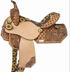 Barrel Racing Western Wooden Tree Horse Saddles Handmade Premium Leather Comfort Horses Trail Equestrian Tooled Carved Horse Saddle Riding Size: 10-18 inches Seat, KT09
