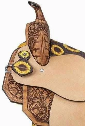 Barrel Racing Western Wooden Tree Horse Saddles Handmade Premium Leather Comfort Horses Trail Equestrian Tooled Carved Horse Saddle Riding Size: 10-18 inches Seat, KT09