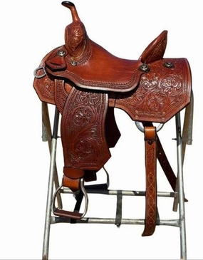 Barrel Racing Western Wooden Tree Horse Saddles Handmade Premium Leather Comfort Horses Trail Equestrian Tooled Carved Horse Saddle Riding Size: 10-18 inches Seat, KT14