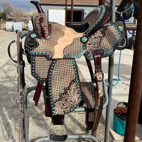 Barrel Racing Western Wooden Tree Horse Saddles Handmade Premium Leather Comfort Horses Trail Equestrian Tooled Carved Horse Saddle Riding Size: 10-18 inches Seat, KT15