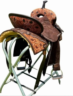 Barrel Racing Western Wooden Tree Horse Saddles Handmade Premium Leather Comfort Horses Trail Equestrian Tooled Carved Horse Saddle Riding Size: 10-18 inches Seat, KT16