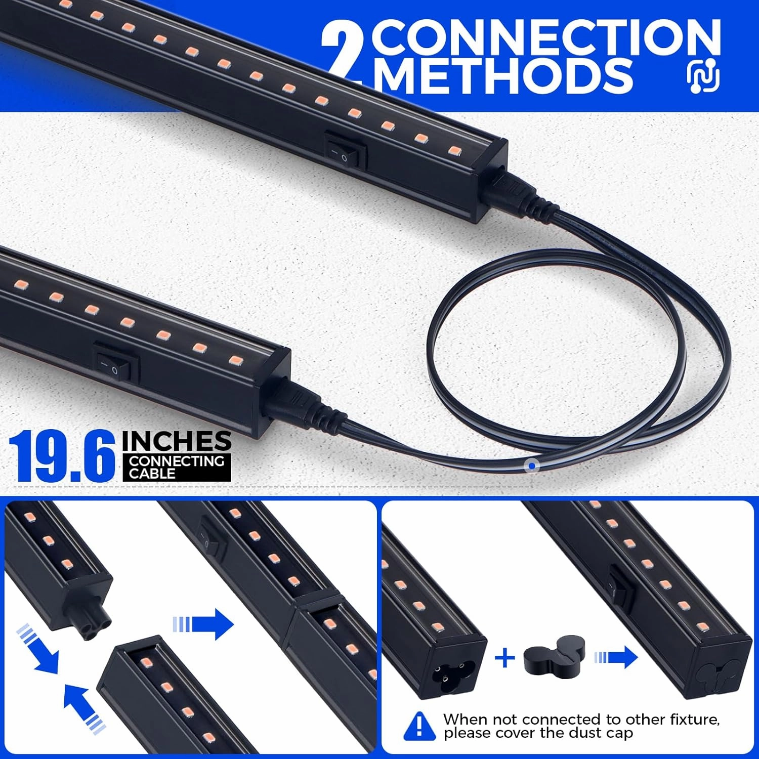 Barrina 1ft Grow Lights for Indoor Plants Full Spectrum, LED Grow Lamp with Black Cover, T5 Grow Light Strip, Under Cabinet Grow Light with Switch Cord, Plug and Play, Linkable, Pinkish White, 4 Packs