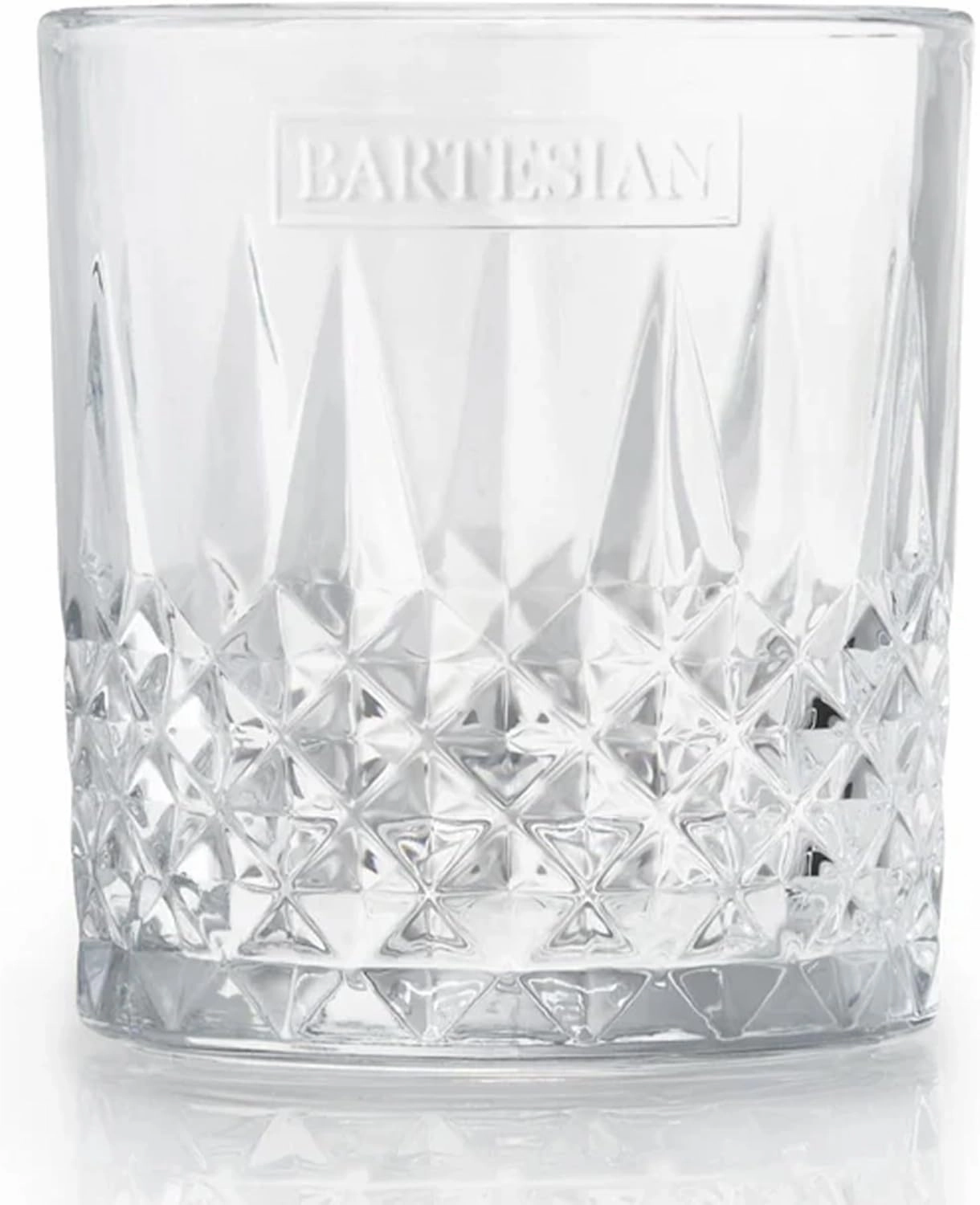 Bartesian Diamond Etched Lowball Glasses - 10.5 Oz Short Low Ball Glass Set for Cocktails & Mocktails - Classy Home Bar Glassware for Bourbon, Whiskey Sour, Old Fashioned, Mint Julep - Set of 2