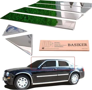 BASIKER Car Door Chrome Pillar Covers Trim Fit for 2005-2010 Chrysler 300 300c Body Exterior Parts Window Trim Molding 304 Stainless Steel