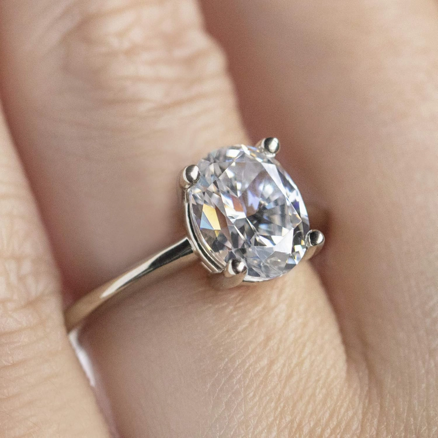 Basket Set Classic Engagement Ring, Oval Cut 3.00CT, VVS1 Clarity, Colorless Moissanite Ring, 925 Sterling Silver Ring, Promise Ring, Wedding Ring, Perfact for Gift Or As You Want