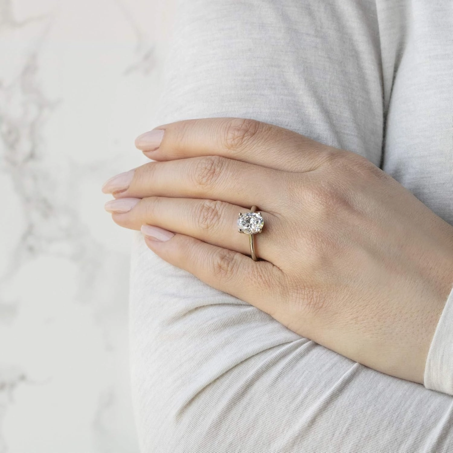 Basket Set Classic Engagement Ring, Oval Cut 3.00CT, VVS1 Clarity, Colorless Moissanite Ring, 925 Sterling Silver Ring, Promise Ring, Wedding Ring, Perfact for Gift Or As You Want