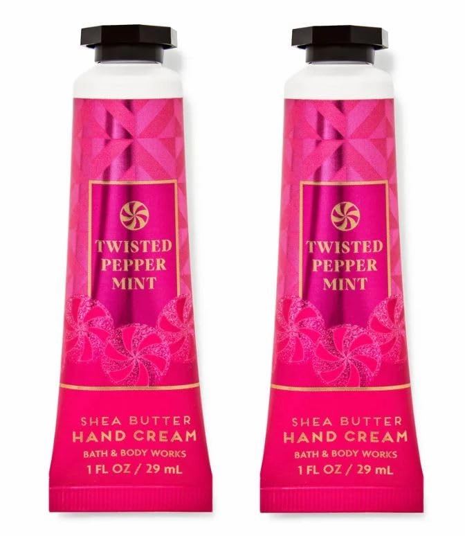 Bath and Body Twisted Peppermint Shea Butter Hand Cream | Set of 2 (1 Oz Each)