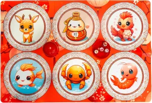 BAU Cua Luxurious Mat & Cute Dice - Upgraded Fun for Lunar New Year, Gatherings & Celebrations
