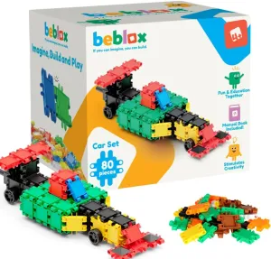 Beblox Building Blocks for Kids - Car Set - 80-Piece Connecting Tiles - Interlocking Building Blocks for Kids, STEM Toy Vehicle, Fun Educational for Boys & Girls, Preschool Learning Activities Ages 4 