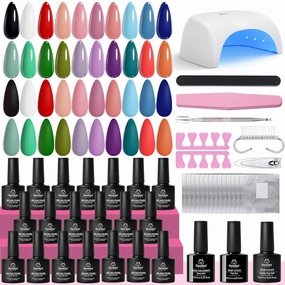Beetles Gel Nail Polish Kit with U V Light - 31 Pcs Gel Polish Kits 20 Colors with Base and Glossy Top Coat Soak Off DIY Salon Beginner-friendly Manicure Nails Stuff Gifts for Women Teens Girls